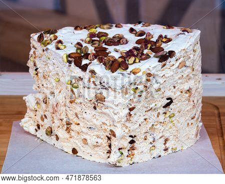 A Big Peace Of A Traditional French Nougat In A Store Of Colmar, Alsace