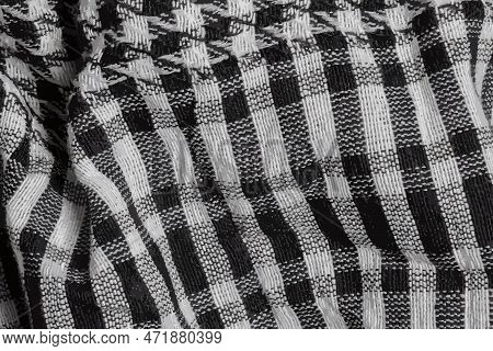 Realistic Illustration Background Texture, Pattern. Wool Scarf, Like Yasser Arafat. The Palestinian
