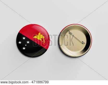 Papau New Guinea Pin Back Button Isolated On White Background