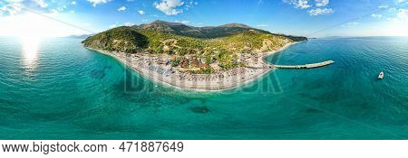 Large Panorama Aerial View Of Bunec Beach Area In Summer 2022, Albania