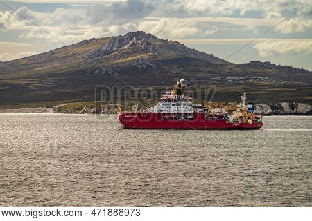 Port Stanley, Falkland Islands - 31 January 2023: Rrs Sir David Attenborough Advanced Polar Research