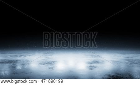 Light Ice. Realistic Dark Background. Ice Concept