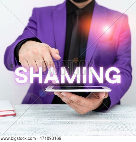 Conceptual Display Shaming. Word Written On Subjecting Someone To Disgrace, Humiliation, Or Disreput