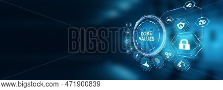 Business, Technology, Internet And Network Concept. Core Values Responsibility Ethics Goals Company
