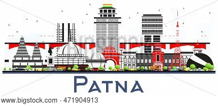 Patna India City Skyline With Gray Buildings Isolated On White. Vector Illustration. Business Travel