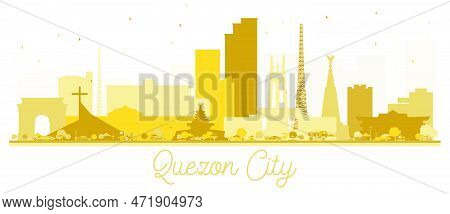 Quezon City Skyline Golden Silhouette. Vector Illustration. Simple Flat Concept For Tourism Presenta