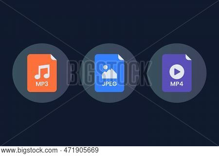 Set Of File Format Icons Audio Image And Video