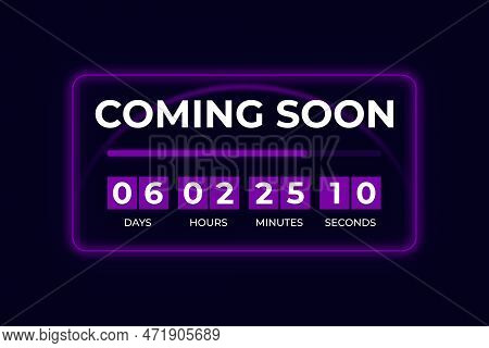 Coming Soon Text With Countdown Clock Motion Effect