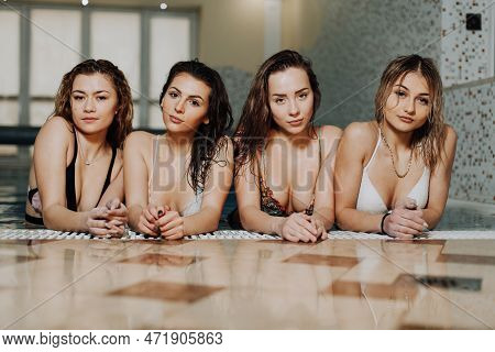 Happy Young Women In Jacuzzi Having A Good Time