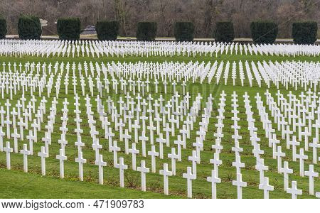 Lots Of Roods Around The Douaumont Ossuary, A Memorial Located Near Verdun In France