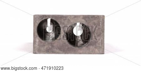 Old Manual Metal Pencil Sharpner On White Background