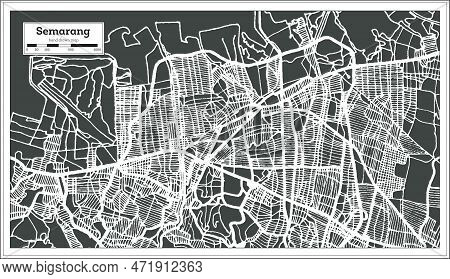 Semarang  Indonesia City Map In Retro Style. Outline Map. Vector Illustration.
