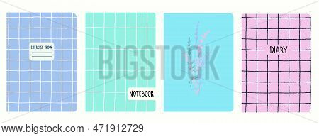 Cover Page Vector Templates With Lavanda Flowers And Hand Drawn Spiral Lines. Headers Isolated And R
