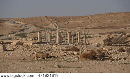 Remains Of A Byzantine Church At Nizana. Nabateans City At Negev Desert