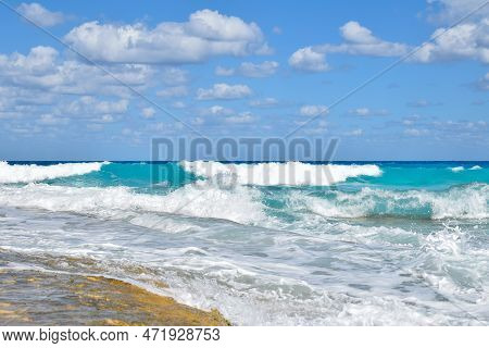 Wave Surf From Agebah Beach In Marsa Matrouh Egypt On A Sunny Afternoon
