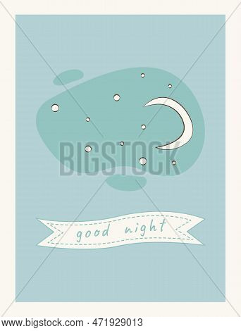 Poster Design For Baby Bedroom. Wishes At Night. Print For Postcards, Children's Products For Sleep,