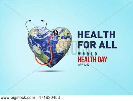 Health For All. World Health day 2023 concept background. World health day 3D concept text design wi