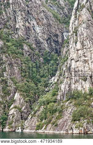 Norway Lysefjord Teast Of Stavanger, Beyond The Hogsfjord. Sheer Rock Walls Rise To Over 3000ft Abov