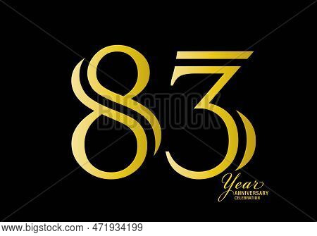 83 Years Anniversary Celebration Logotype Gold Color Vector, 83th Birthday Logo,83 Number, Anniversa