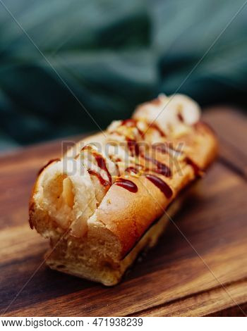 Typical Spanish Calamari Sandwich In Brioche Bread