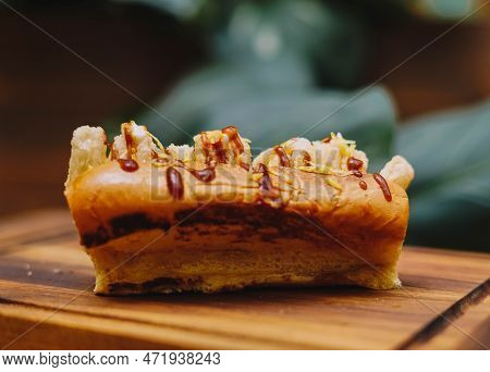 Typical Spanish Calamari Sandwich In Brioche Bread