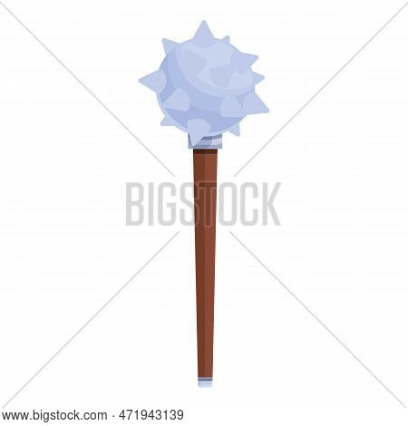 Steel Mace Icon Cartoon . Medieval Weapon. Magic Mace