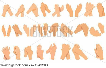 Handclap Icons Set Cartoon . Acclaim Applause. Body Cheer Clapping