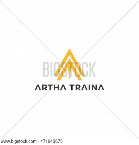 Abstract Initial Letter At Or Ta Logo In Yellow Color Isolated In White Background Applied For Execu
