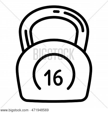 Kettlebell 16 Kg Icon. Outline Kettlebell 16 Kg Icon For Web Design Isolated On White Background