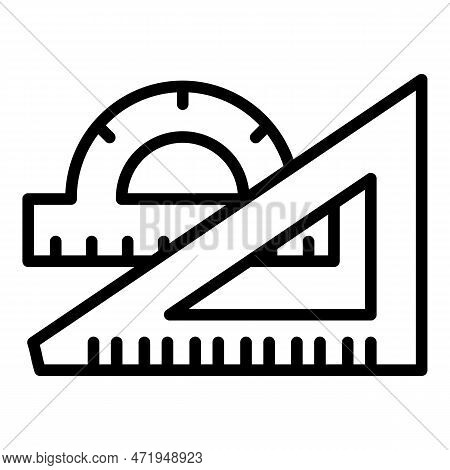 Protractor Angle Ruler Icon. Outline Protractor Angle Ruler Icon For Web Design Isolated On White Ba