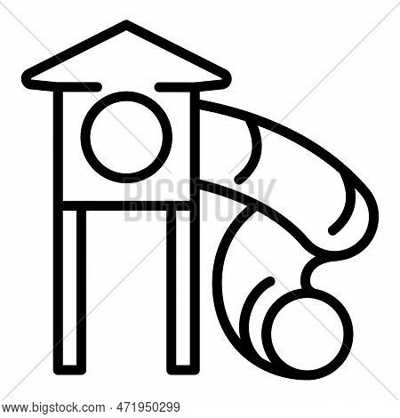 Kid Playground Slide Pipe Icon. Outline Kid Playground Slide Pipe Icon For Web Design Isolated On Wh