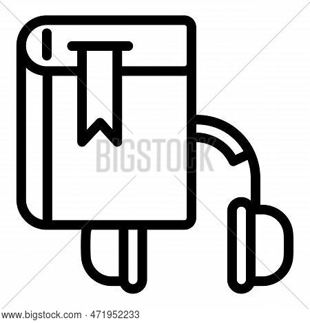 Interactive Learning Audio Book Icon. Outline Interactive Learning Audio Book Icon For Web Design Is
