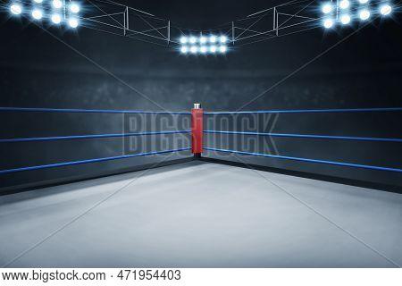 Professional Boxing Ring Background On 3d Illustration