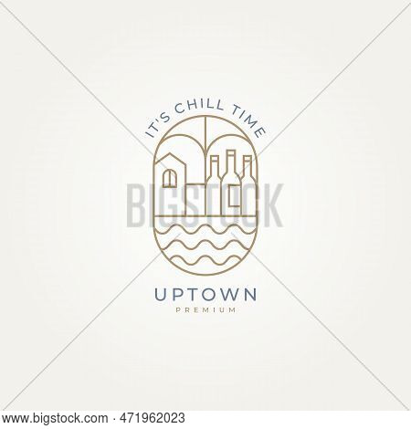 Minimalist Downtown Or Uptown City Badge Logo Template Vector Illustration Design. Simple Modern Par