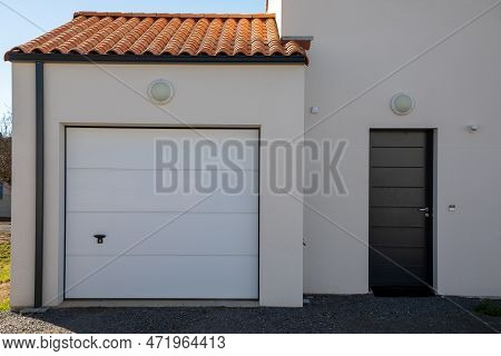 Facade Garage Sectional White Home Door Grey Of Residential House