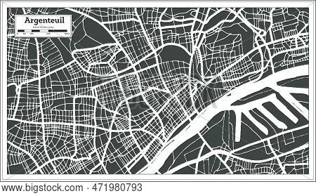 Argenteuil France City Map In Retro Style. Outline Map. Vector Illustration.