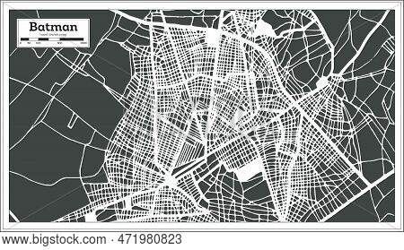 Batman Turkey City Map In Retro Style. Outline Map. Vector Illustration.