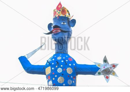 Ravnans Being Ignited During Dussera Festival At Ramleela Ground In Delhi, India, Big Statue Of Rava
