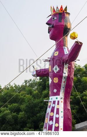 Ravnans Being Ignited During Dussera Festival At Ramleela Ground In Delhi, India, Big Statue Of Rava
