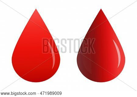 Red Blood Drop Vector Isolated On White Background.