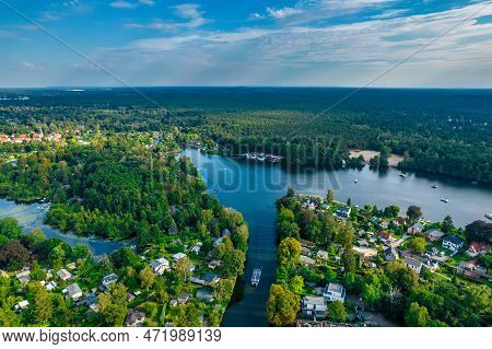 Aerialview Of Lake And National Park Muggelsee In Germany