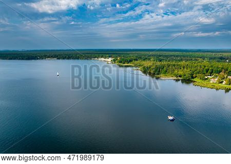 Aerialview Of Lake And National Park Muggelsee In Germany