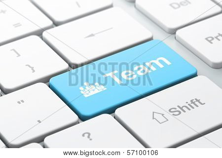 Finance concept: Business Team and Team on computer keyboard background