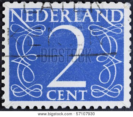 Dutch Postage stamp - isolated on black.