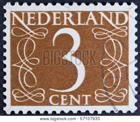 Dutch Postage stamp - isolated on black.