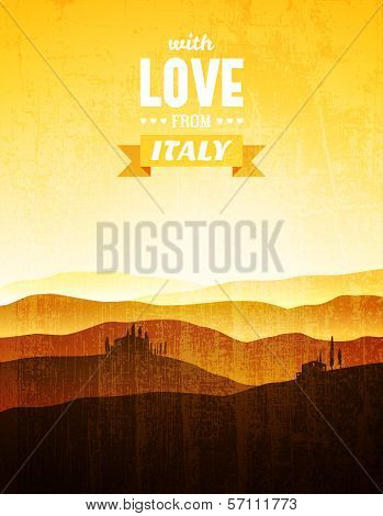 Vintage poster with a landscape