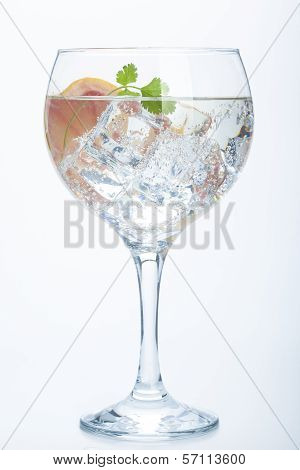 Grapefruit And Parsley Gin Tonic Isolated Over White
