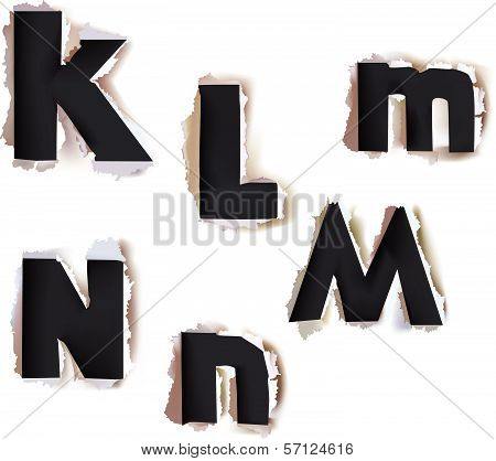Ripped paper alphabet