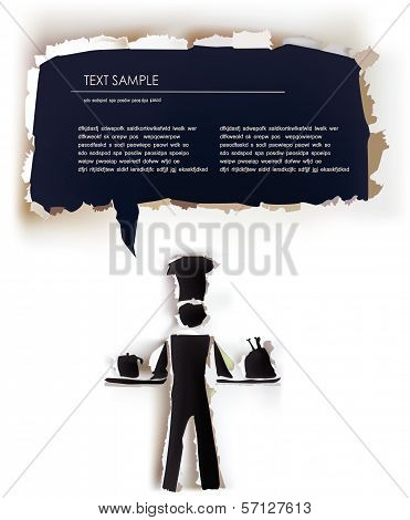 Cook, Ripped paper design for restaurant menu