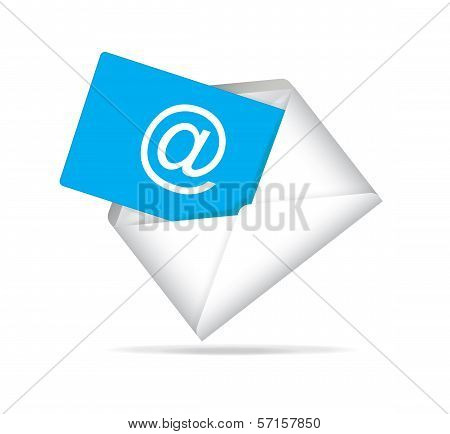 Opened Envelope With E- Mail Isolated On White Background
